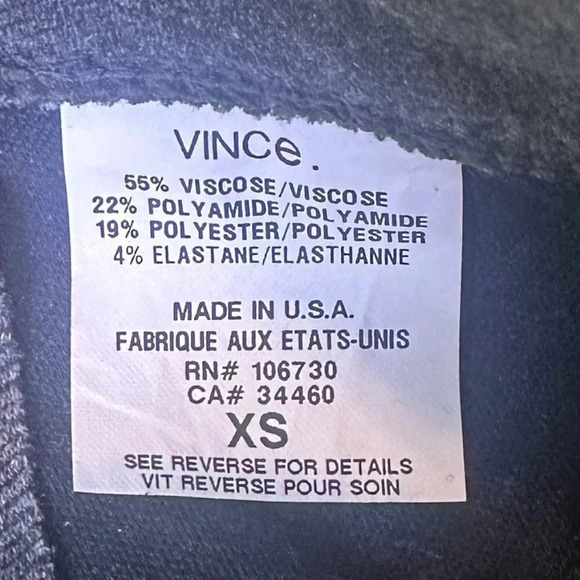 Vince Dark Grey Leggings Back Leg Seam Stretch Pants Size XS Women's - Picture 9 of 10